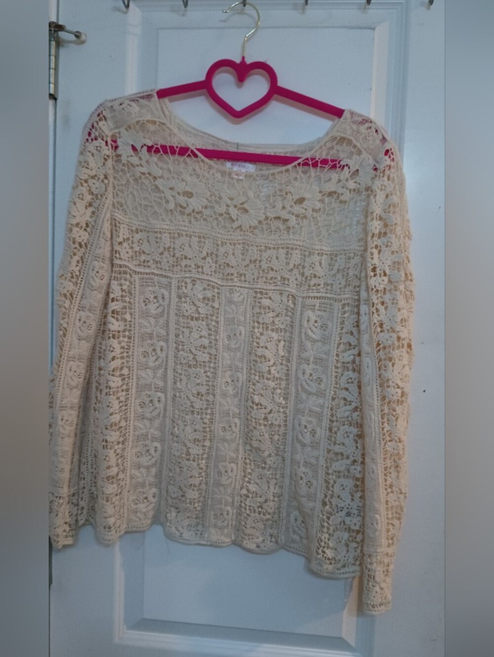 Xhilaration Cream Crochet Knit Lace Pullover